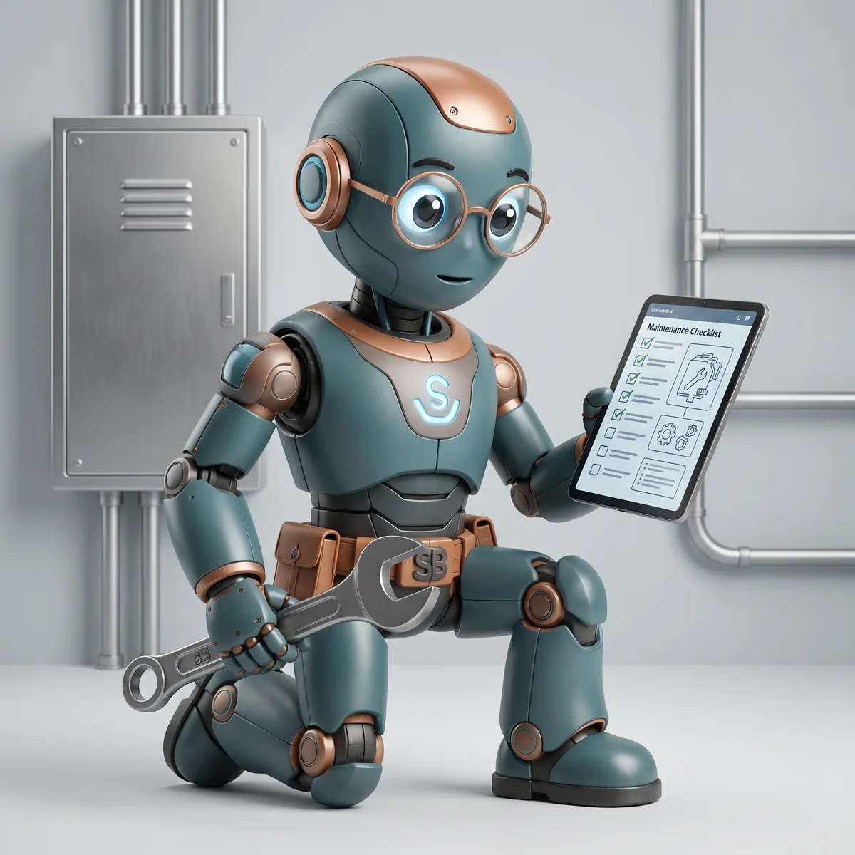 ServiceBuddy mascot på plats vid en värmeanläggning